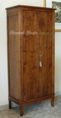 Shoe rack pantry cabinet in solid walnut wood with 2 doors, height 160 cm